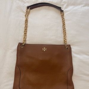 Tory Burch brown shoulder bag with gold chain strap